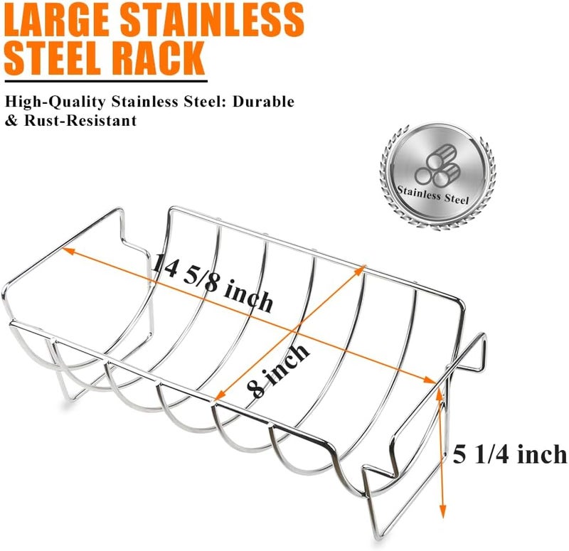 Dallden Turkey Roasting Rack Rib Rack for Smoker grill Stainless Steel Dual-Purpose , Accessory for Large Big Green Egg, Kamado Joe, Pit Boss & More - Holds 6 Ribs or Whole Turkey for Smoking and Roasting - Image 4